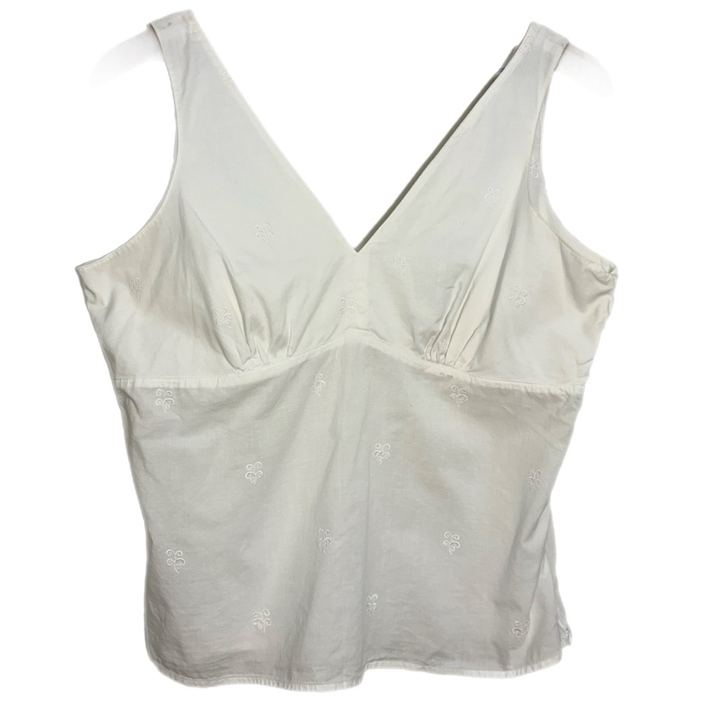 OLD NAVY 100% Cotton Babydoll Tank Top Embroidered White L.